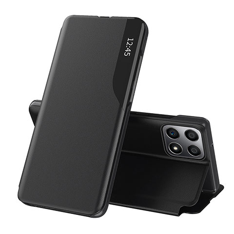 Custodia Portafoglio In Pelle Cover con Supporto QH1 per Huawei Honor X8 5G Nero