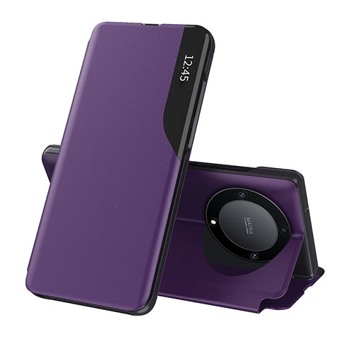 Custodia Portafoglio In Pelle Cover con Supporto QH1 per Huawei Honor X9b 5G Viola