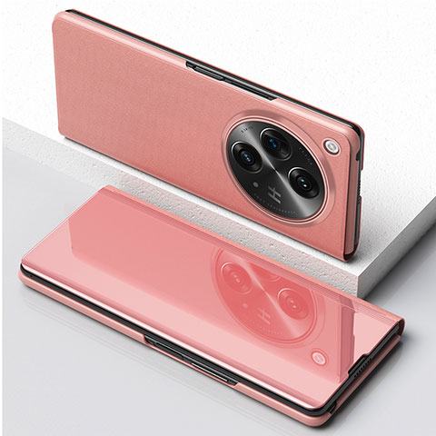 Custodia Portafoglio In Pelle Cover con Supporto QH1 per Oppo Find N3 5G Oro Rosa