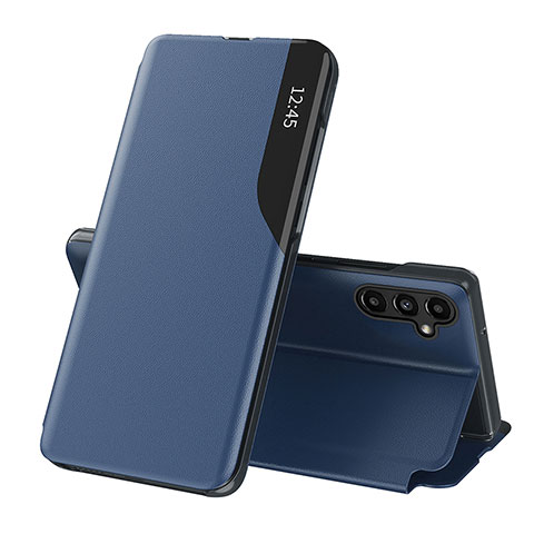 Custodia Portafoglio In Pelle Cover con Supporto QH1 per Samsung Galaxy A14 4G Blu