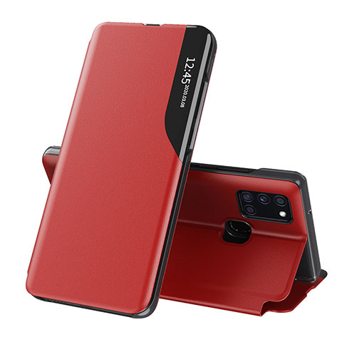 Custodia Portafoglio In Pelle Cover con Supporto QH1 per Samsung Galaxy A21s Rosso