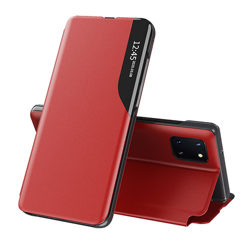 Custodia Portafoglio In Pelle Cover con Supporto QH1 per Samsung Galaxy A81 Rosso