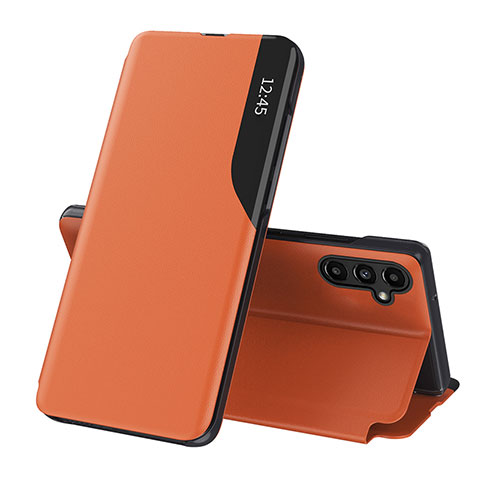 Custodia Portafoglio In Pelle Cover con Supporto QH1 per Samsung Galaxy Jump3 5G Arancione