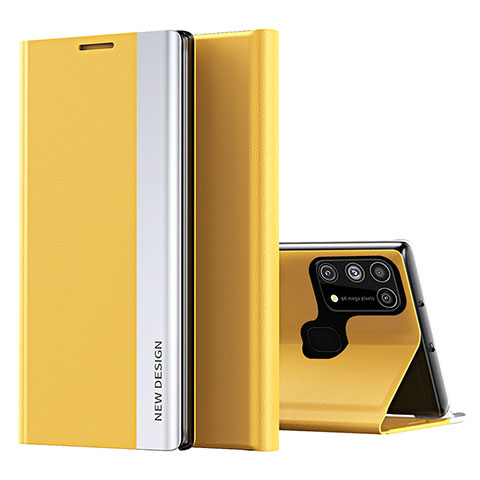 Custodia Portafoglio In Pelle Cover con Supporto QH1 per Samsung Galaxy M31 Prime Edition Giallo