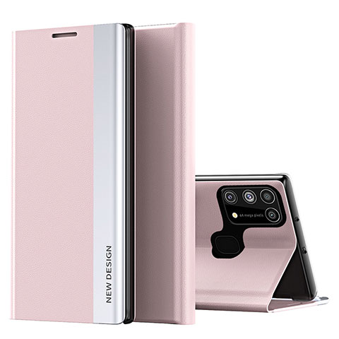 Custodia Portafoglio In Pelle Cover con Supporto QH1 per Samsung Galaxy M31 Prime Edition Oro Rosa