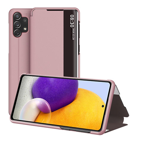 Custodia Portafoglio In Pelle Cover con Supporto QH1 per Samsung Galaxy M32 5G Oro Rosa