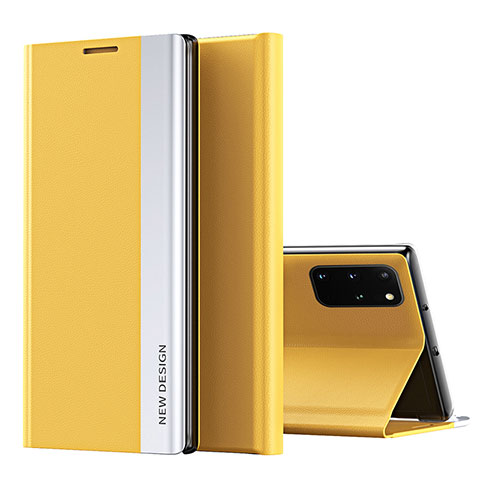 Custodia Portafoglio In Pelle Cover con Supporto QH1 per Samsung Galaxy S20 Plus 5G Giallo