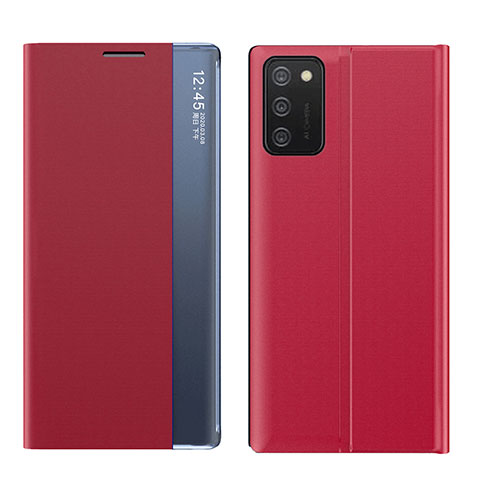 Custodia Portafoglio In Pelle Cover con Supporto QH2 per Samsung Galaxy A03s Rosso