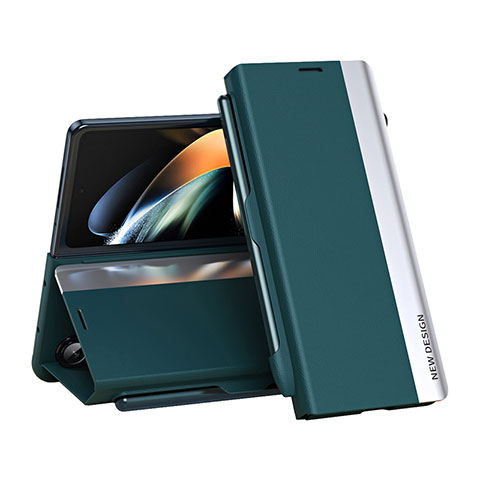 Custodia Portafoglio In Pelle Cover con Supporto QH2 per Samsung Galaxy Z Fold5 5G Verde