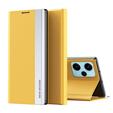 Custodia Portafoglio In Pelle Cover con Supporto QH2 per Xiaomi Redmi Note 12 Turbo 5G Giallo