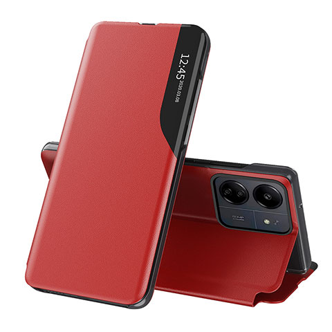 Custodia Portafoglio In Pelle Cover con Supporto QH3 per Xiaomi Poco C65 Rosso