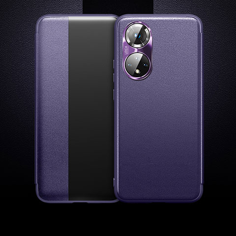 Custodia Portafoglio In Pelle Cover con Supporto QK1 per Huawei Honor 50 Pro 5G Viola