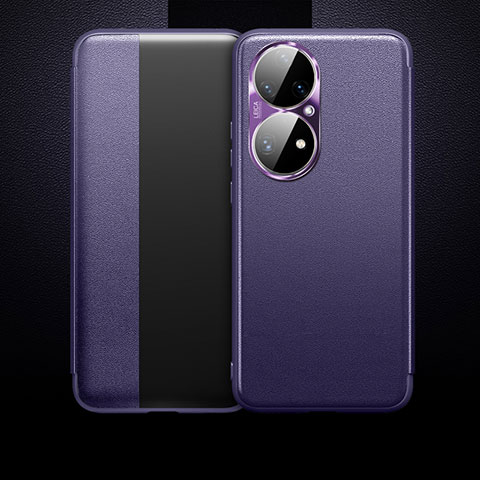 Custodia Portafoglio In Pelle Cover con Supporto QK1 per Huawei P50 Pro Viola