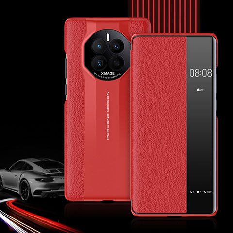 Custodia Portafoglio In Pelle Cover con Supporto QK2 per Huawei Mate 50 Rosso