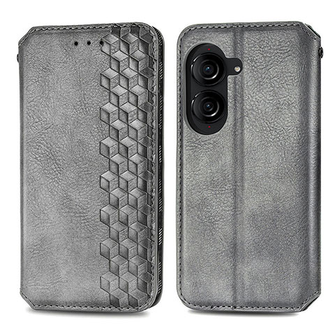 Custodia Portafoglio In Pelle Cover con Supporto S01D per Asus ZenFone 10 Grigio