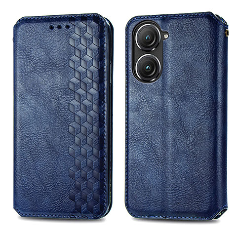 Custodia Portafoglio In Pelle Cover con Supporto S01D per Asus Zenfone 9 Blu