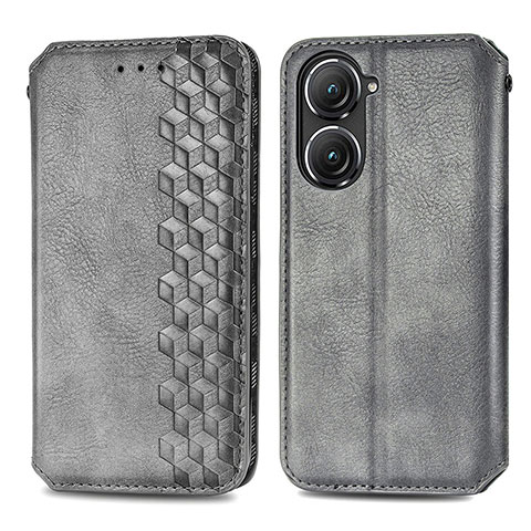 Custodia Portafoglio In Pelle Cover con Supporto S01D per Asus Zenfone 9 Grigio