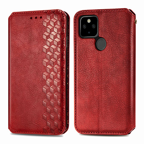 Custodia Portafoglio In Pelle Cover con Supporto S01D per Google Pixel 4a 5G Rosso