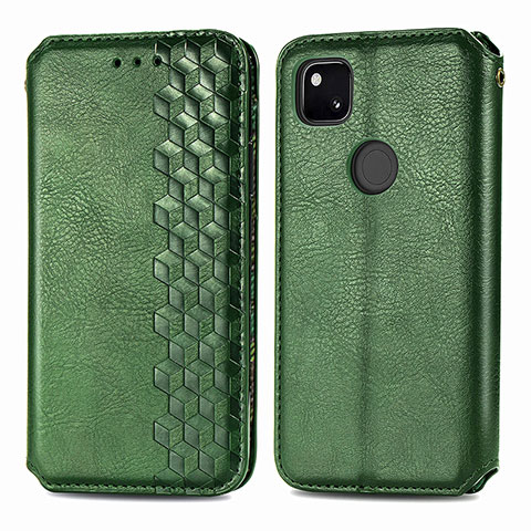 Custodia Portafoglio In Pelle Cover con Supporto S01D per Google Pixel 4a Verde