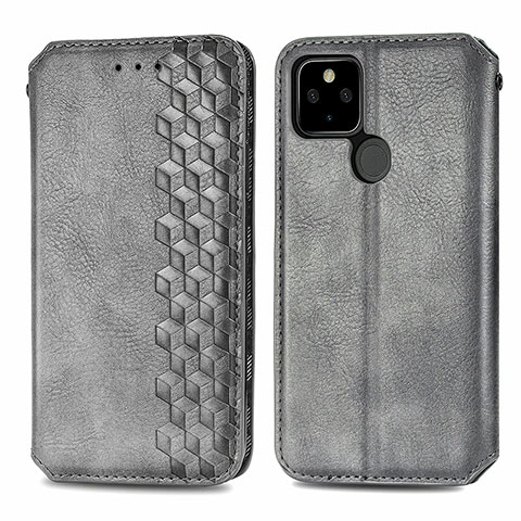 Custodia Portafoglio In Pelle Cover con Supporto S01D per Google Pixel 5a 5G Grigio