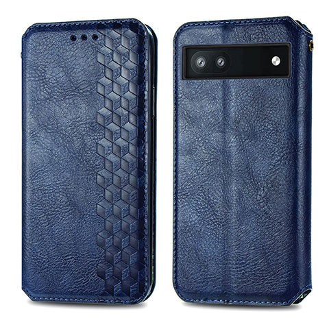 Custodia Portafoglio In Pelle Cover con Supporto S01D per Google Pixel 6a 5G Blu