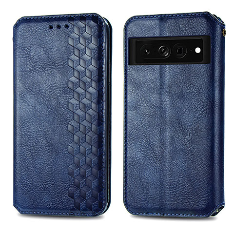 Custodia Portafoglio In Pelle Cover con Supporto S01D per Google Pixel 7 Pro 5G Blu