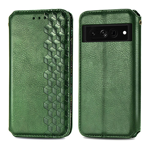 Custodia Portafoglio In Pelle Cover con Supporto S01D per Google Pixel 7 Pro 5G Verde