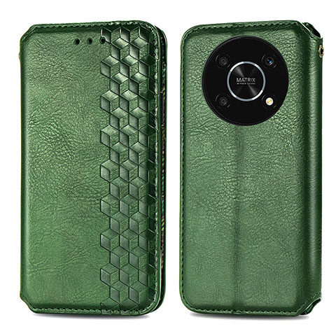 Custodia Portafoglio In Pelle Cover con Supporto S01D per Huawei Enjoy 50 Pro Verde