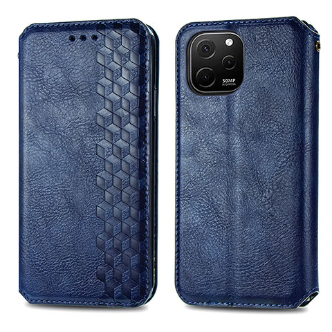 Custodia Portafoglio In Pelle Cover con Supporto S01D per Huawei Enjoy 50z Blu