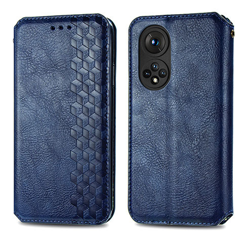 Custodia Portafoglio In Pelle Cover con Supporto S01D per Huawei Honor 50 5G Blu