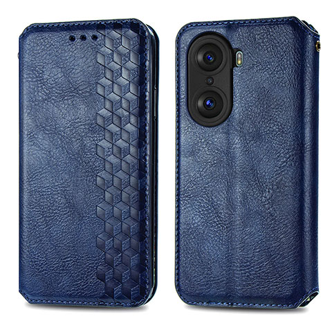 Custodia Portafoglio In Pelle Cover con Supporto S01D per Huawei Honor 60 5G Blu