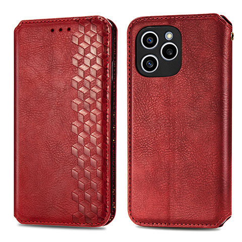 Custodia Portafoglio In Pelle Cover con Supporto S01D per Huawei Honor 60 SE 5G Rosso