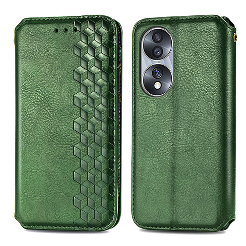 Custodia Portafoglio In Pelle Cover con Supporto S01D per Huawei Honor 70 5G Verde