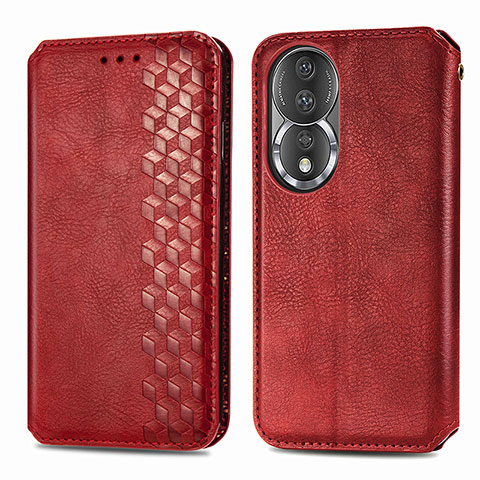 Custodia Portafoglio In Pelle Cover con Supporto S01D per Huawei Honor 80 5G Rosso