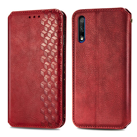 Custodia Portafoglio In Pelle Cover con Supporto S01D per Huawei Honor 9X Rosso