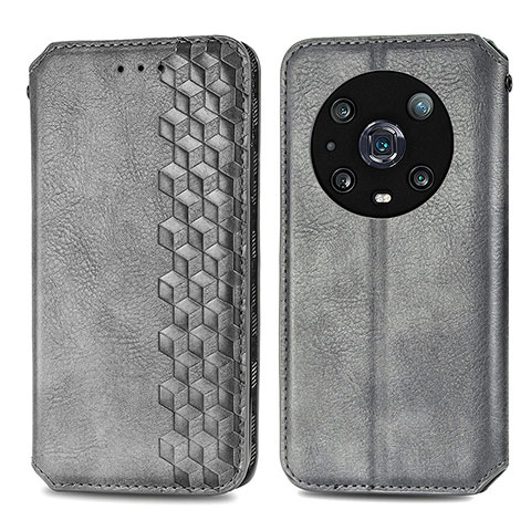 Custodia Portafoglio In Pelle Cover con Supporto S01D per Huawei Honor Magic4 Pro 5G Grigio