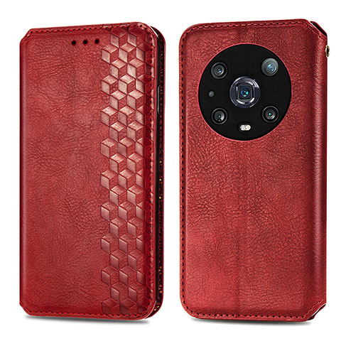 Custodia Portafoglio In Pelle Cover con Supporto S01D per Huawei Honor Magic4 Pro 5G Rosso