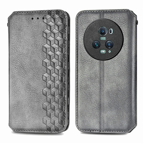 Custodia Portafoglio In Pelle Cover con Supporto S01D per Huawei Honor Magic5 Pro 5G Grigio