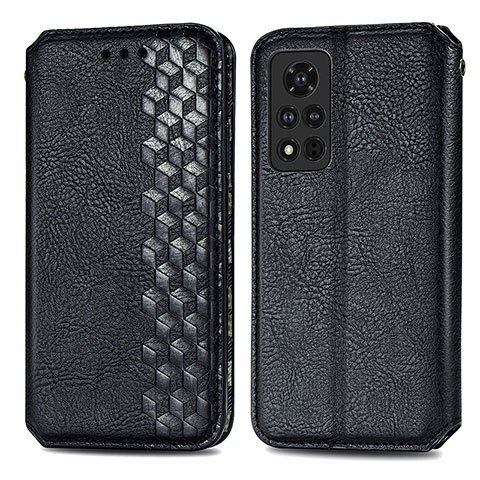 Custodia Portafoglio In Pelle Cover con Supporto S01D per Huawei Honor V40 5G Nero