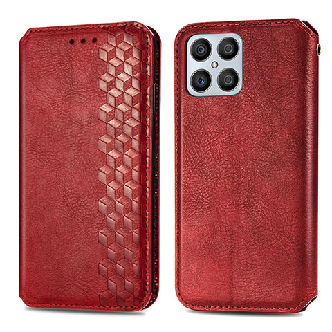 Custodia Portafoglio In Pelle Cover con Supporto S01D per Huawei Honor X8 4G Rosso