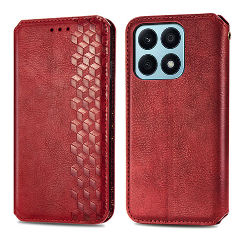 Custodia Portafoglio In Pelle Cover con Supporto S01D per Huawei Honor X8a 4G Rosso