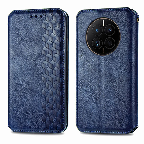 Custodia Portafoglio In Pelle Cover con Supporto S01D per Huawei Mate 50 Blu