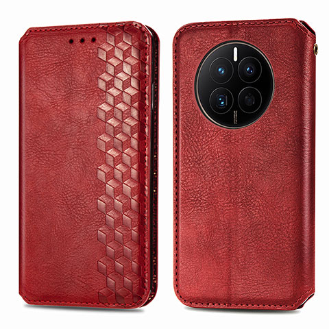 Custodia Portafoglio In Pelle Cover con Supporto S01D per Huawei Mate 50 Rosso