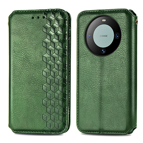 Custodia Portafoglio In Pelle Cover con Supporto S01D per Huawei Mate 60 Pro Verde