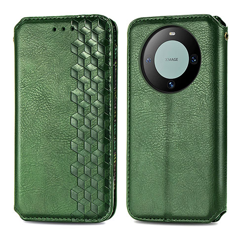 Custodia Portafoglio In Pelle Cover con Supporto S01D per Huawei Mate 60 Verde