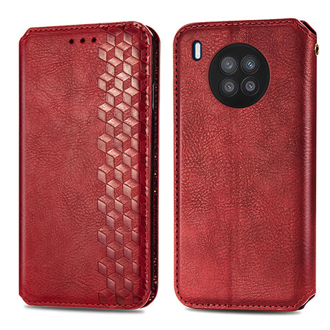 Custodia Portafoglio In Pelle Cover con Supporto S01D per Huawei Nova 8i Rosso