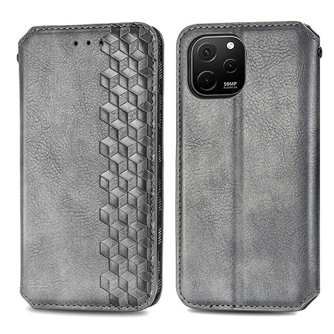 Custodia Portafoglio In Pelle Cover con Supporto S01D per Huawei Nova Y61 Grigio