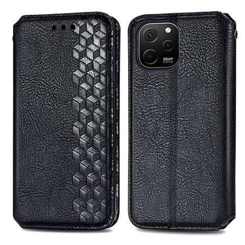 Custodia Portafoglio In Pelle Cover con Supporto S01D per Huawei Nova Y61 Nero