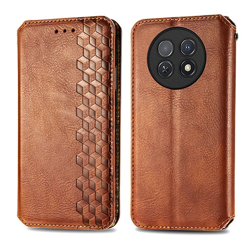 Custodia Portafoglio In Pelle Cover con Supporto S01D per Huawei Nova Y91 Marrone