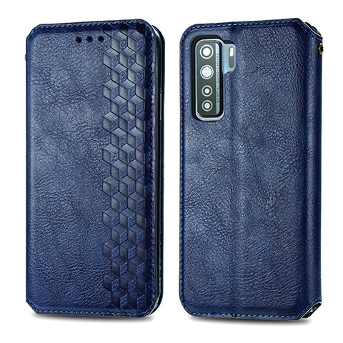 Custodia Portafoglio In Pelle Cover con Supporto S01D per Huawei P40 Lite 5G Blu